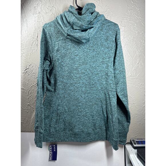 NWT Soneven Cowl Neck Long Sleeve Thumb Holes Zip Pockets Womens Pullover Size M - Picture 3 of 6